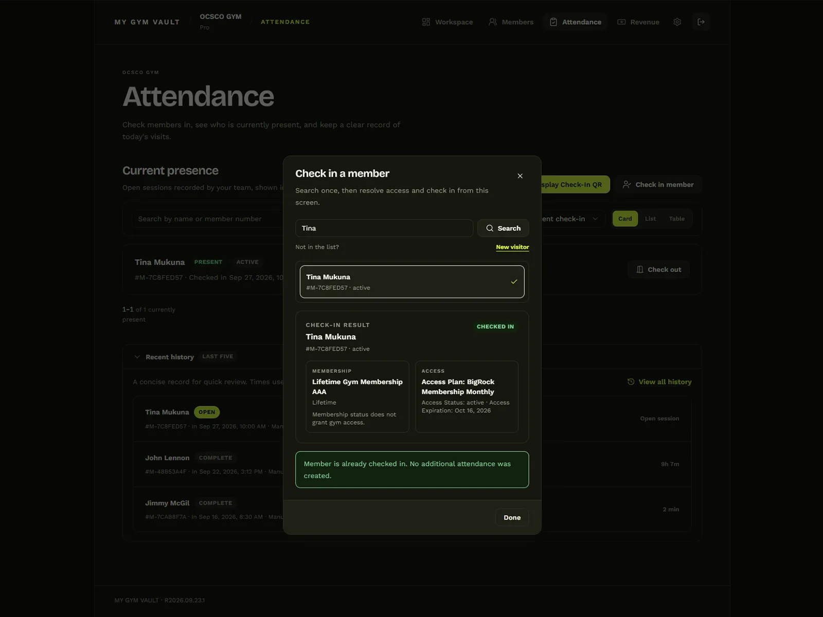 My Gym Vault Web Portal