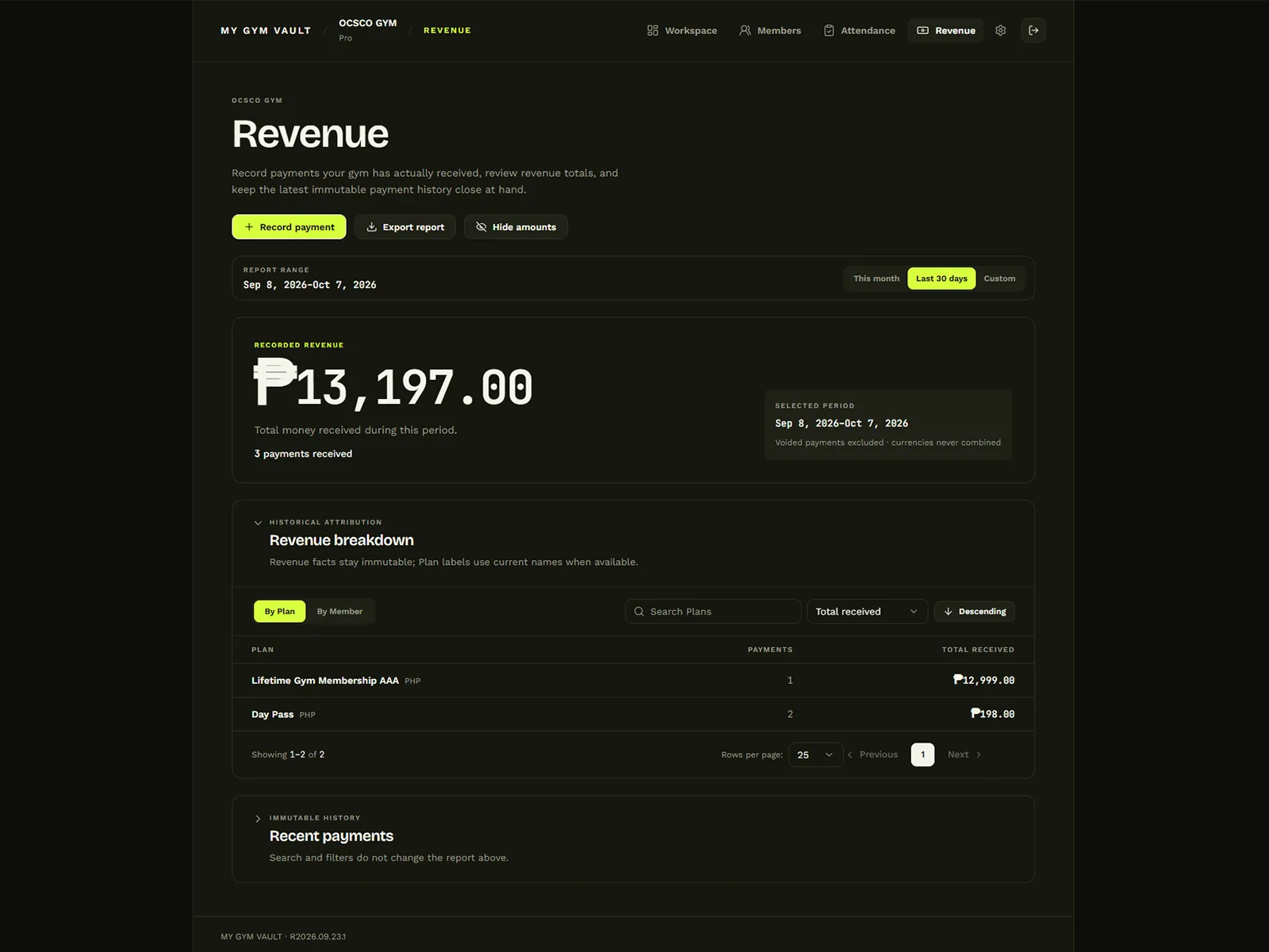 My Gym Vault Web Portal
